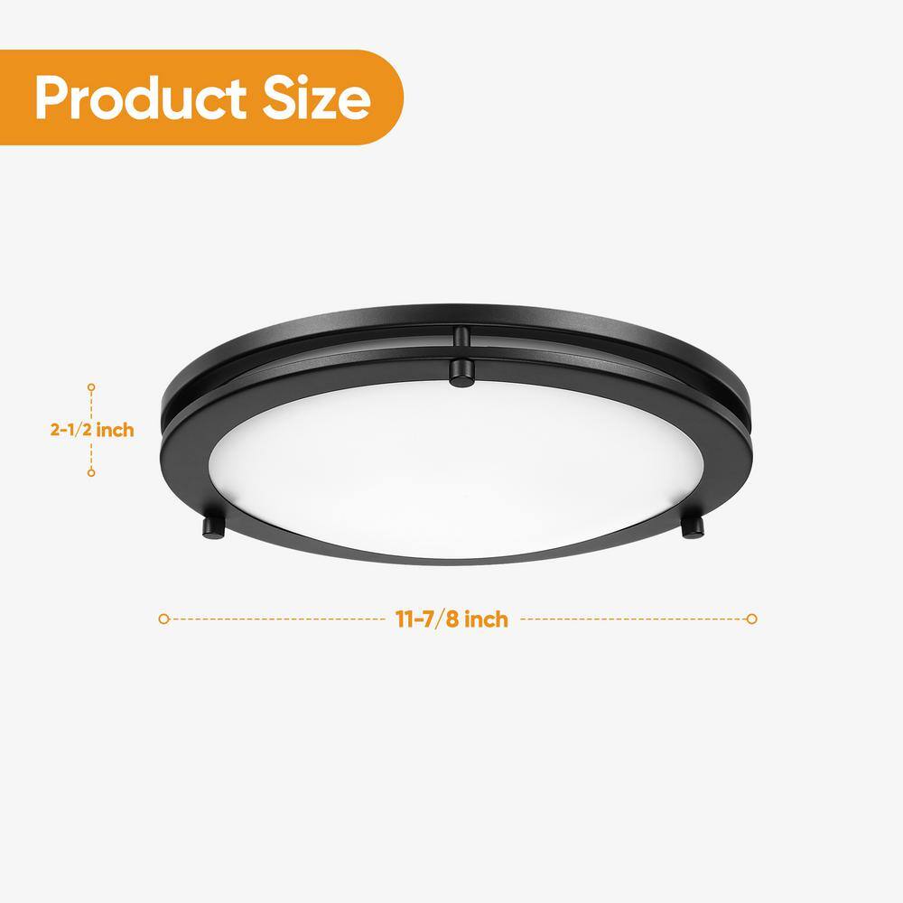 12 in. 15-Watt Oil Rubbed Bronze 5CCT Dimmable Integrated LED Flush Mount Ceiling Light with White Acrylic Shade 2-Pack - Hercitys