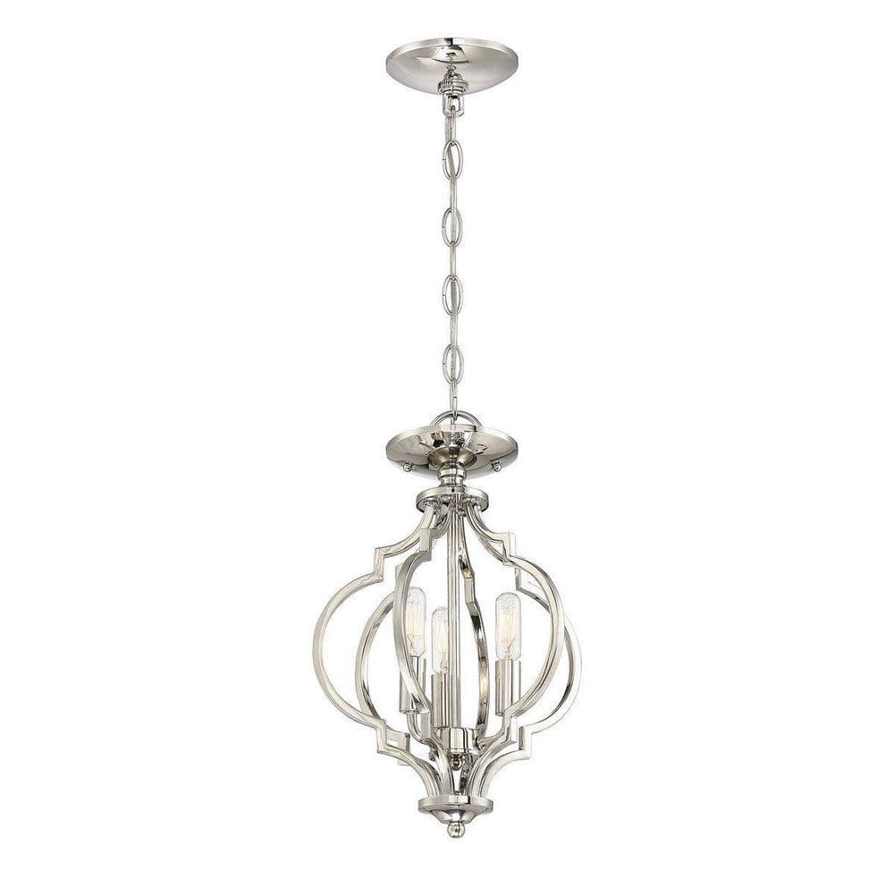 11 in. W x 16 in. H, 3-Light Ceiling Light in Polished Nickel Semi- Flush Mount - Hercitys