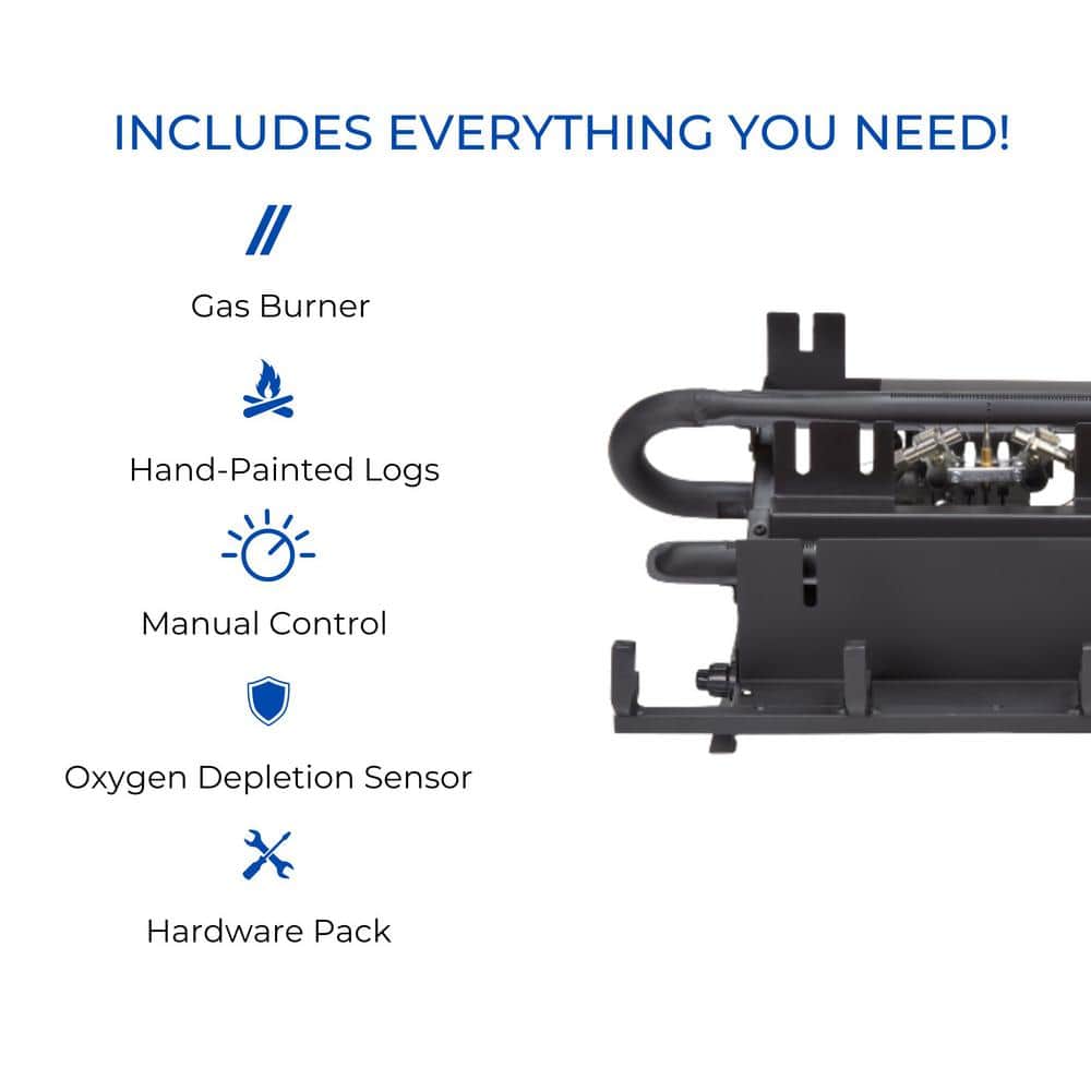 18 in. 30,000 BTU Manual Control Country Oak Vent Free Dual Fuel Gas Log Set - Hercitys