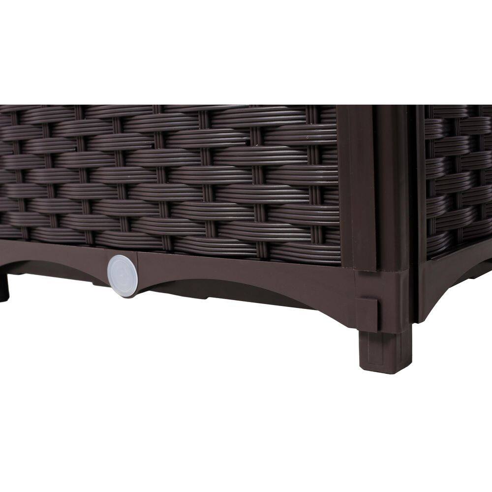 15.7 in. x 15.7 in. x 27.7 in. Plastic Planter Raised Beds, Elevated Planter Garden Box with Drainage Plug, Brown - Hercitys