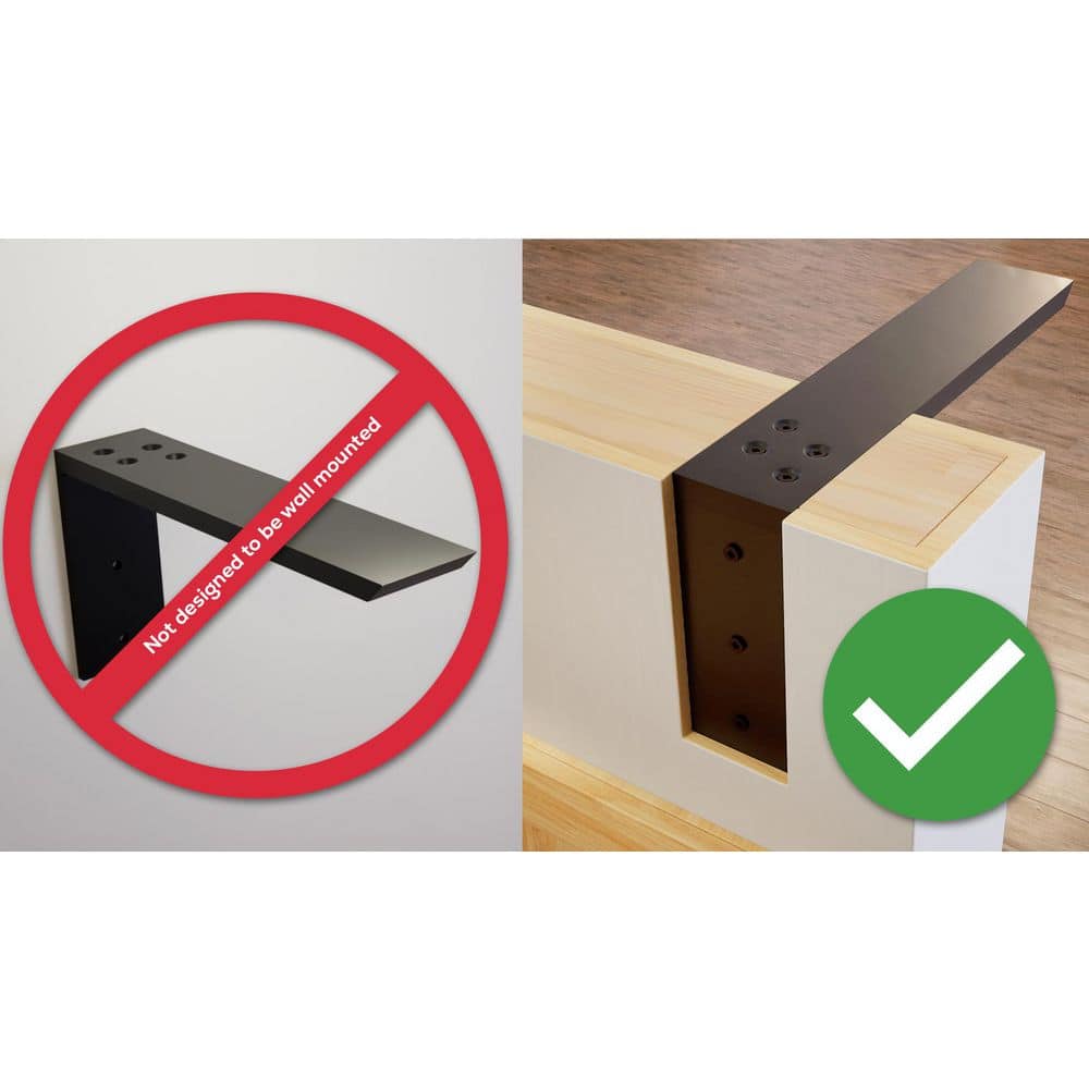 2.5 in. x 0.5 in. x 18 in. Black Aluminum L Bracket Countertop Support Bracket - Hercitys