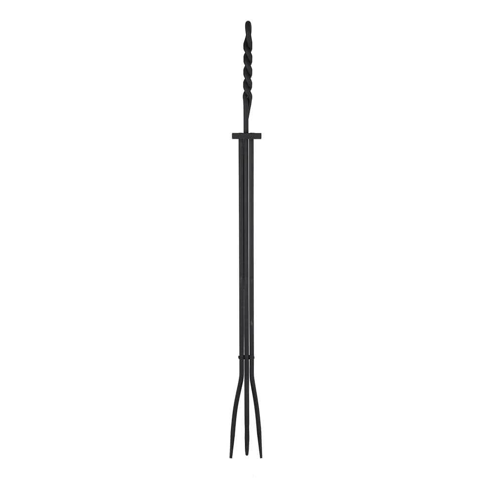 36 in. Tall Black Extra-Long Rope Design Fireplace Tongs - Hercitys