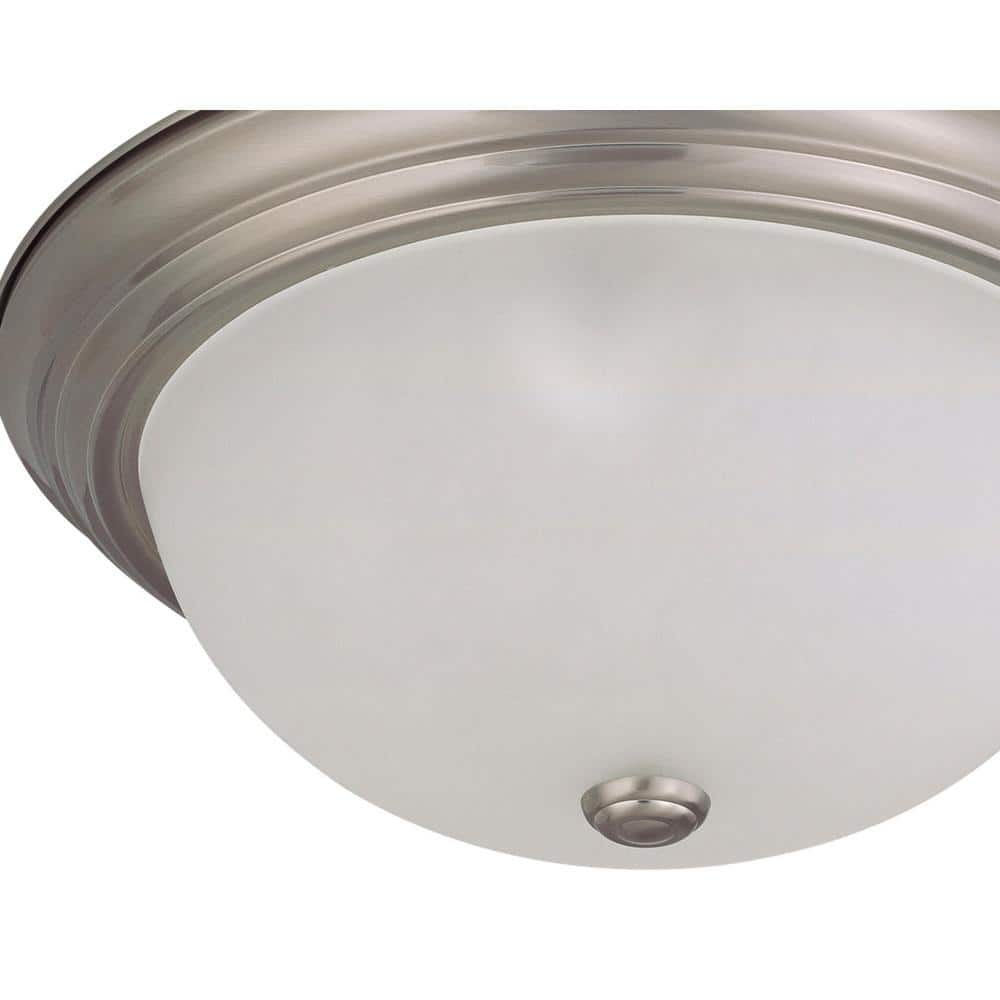 3-Light Brushed Nickel Flush Mount with Frosted White Glass - Hercitys