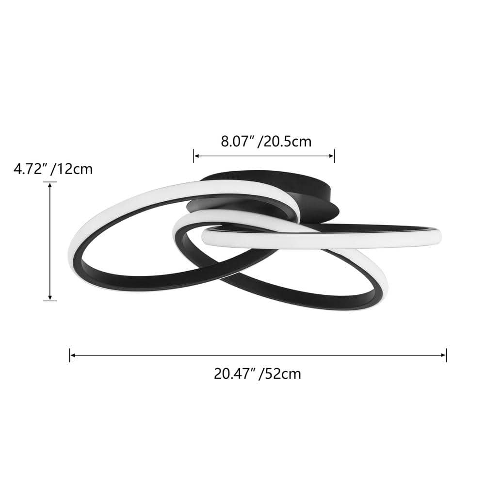 20.47 in. 1-Light Modern Linear Integrated LED Flush Mount Ceiling Lighting Fixtures - Hercitys