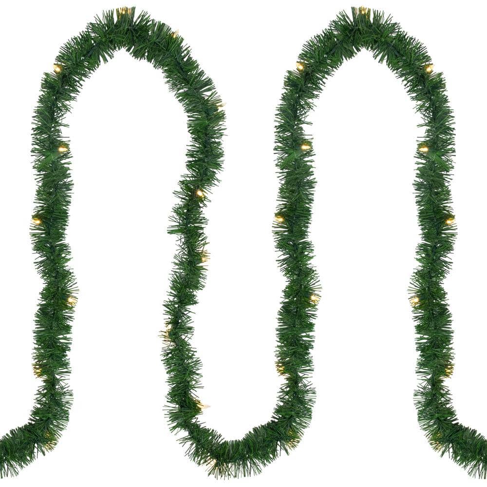 18 ft. x 3 in. Pre-Lit Pine Artificial Christmas Garland Warm White LED Lights - Hercitys