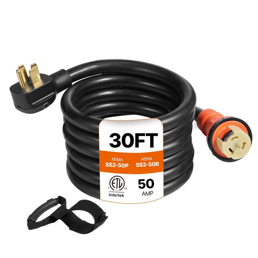 30 ft. Generator Power Cord, 50 Amp SS2-50R/CS6375 Style Inlets, 12,000 W Cable, 125/250 V Generator Extension Cord - Hercitys
