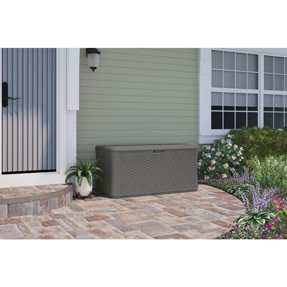134 Gal. Plastic Wicker Deck Box – Stoney - Hercitys