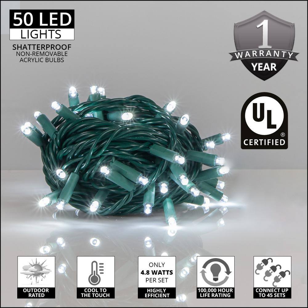 25 ft. 50-Light Cool White 5 mm LED Balled Mini Light Set - Hercitys
