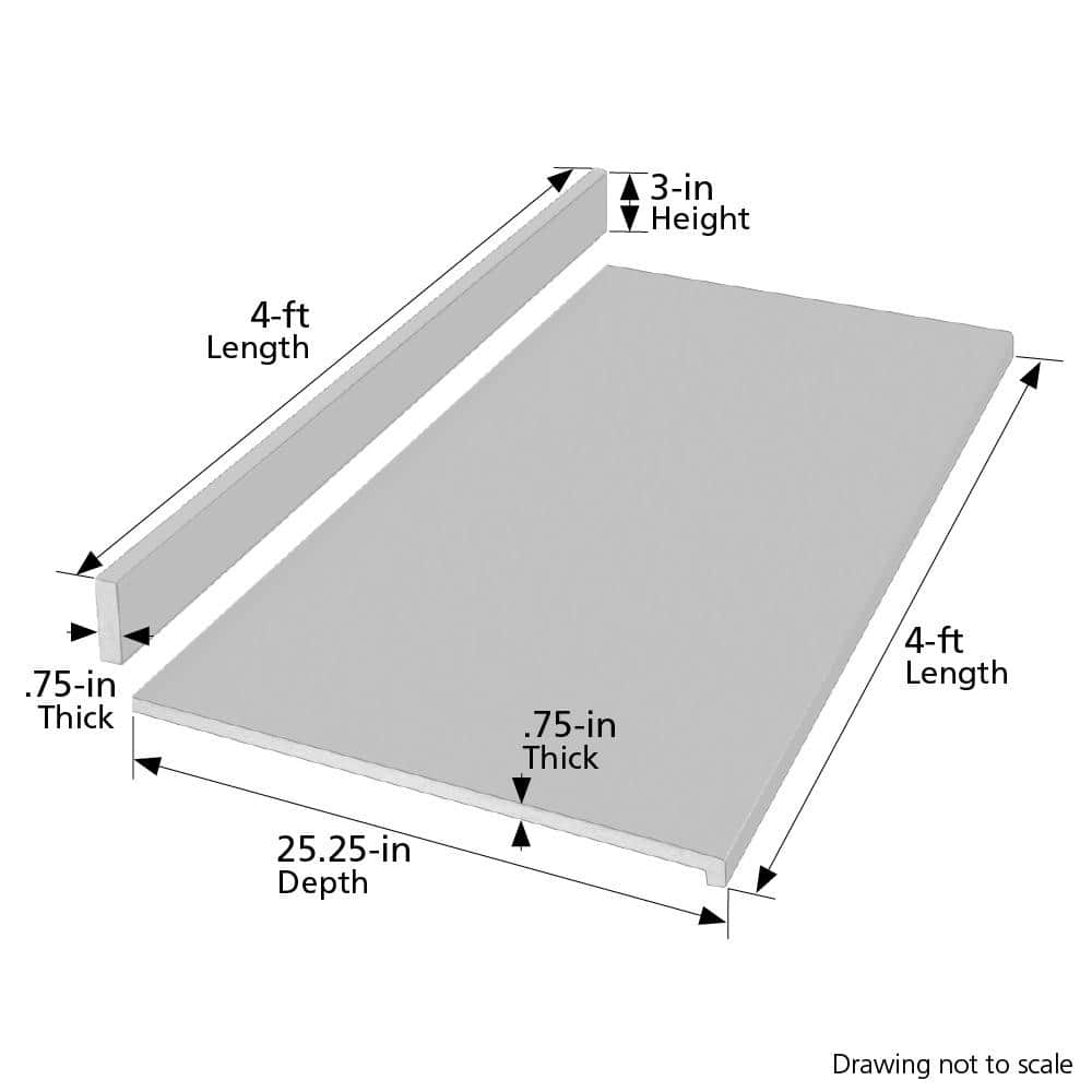 4 ft. Straight Laminate Countertop All-Inclusive Kit in Textured White Ice Granite with Eased Edge and Loose Backsplash - Hercitys