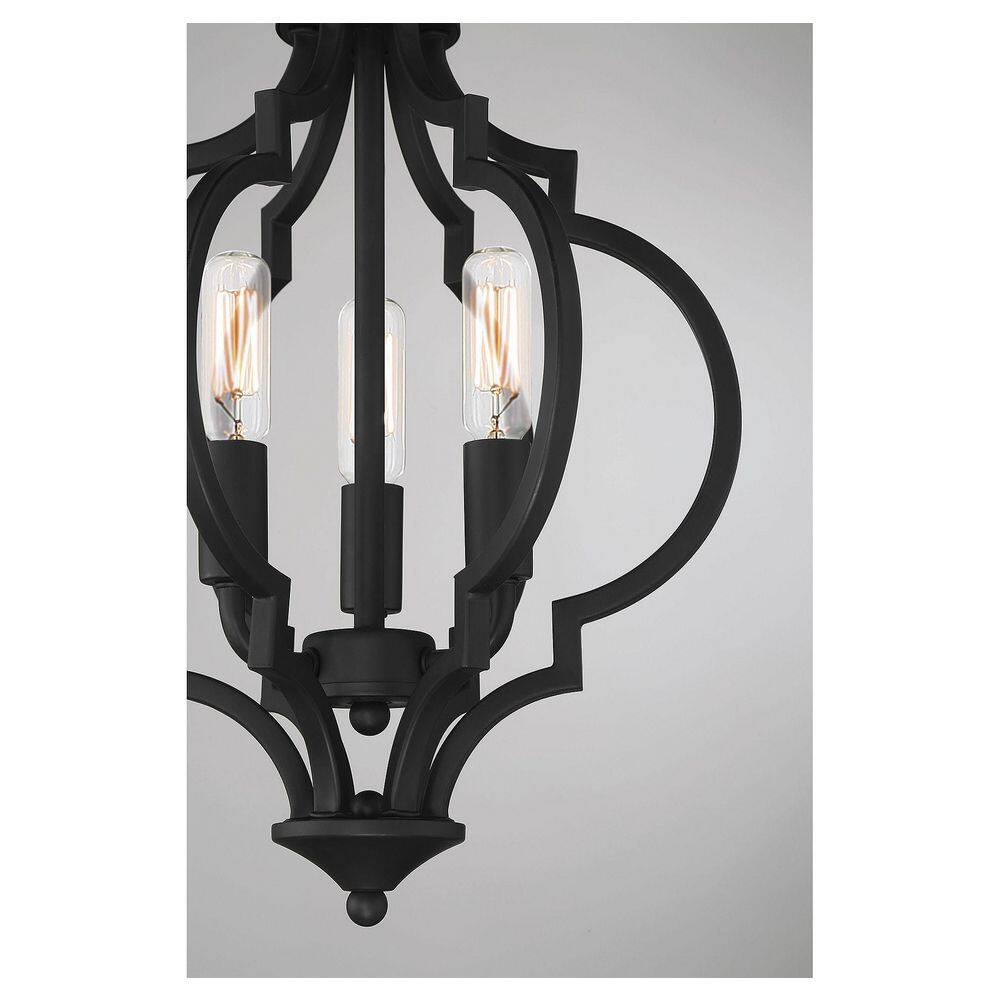 11 in. W x 16 in. H, 3-Light Matte Black Semi- Flush Mount Ceiling Light - Hercitys