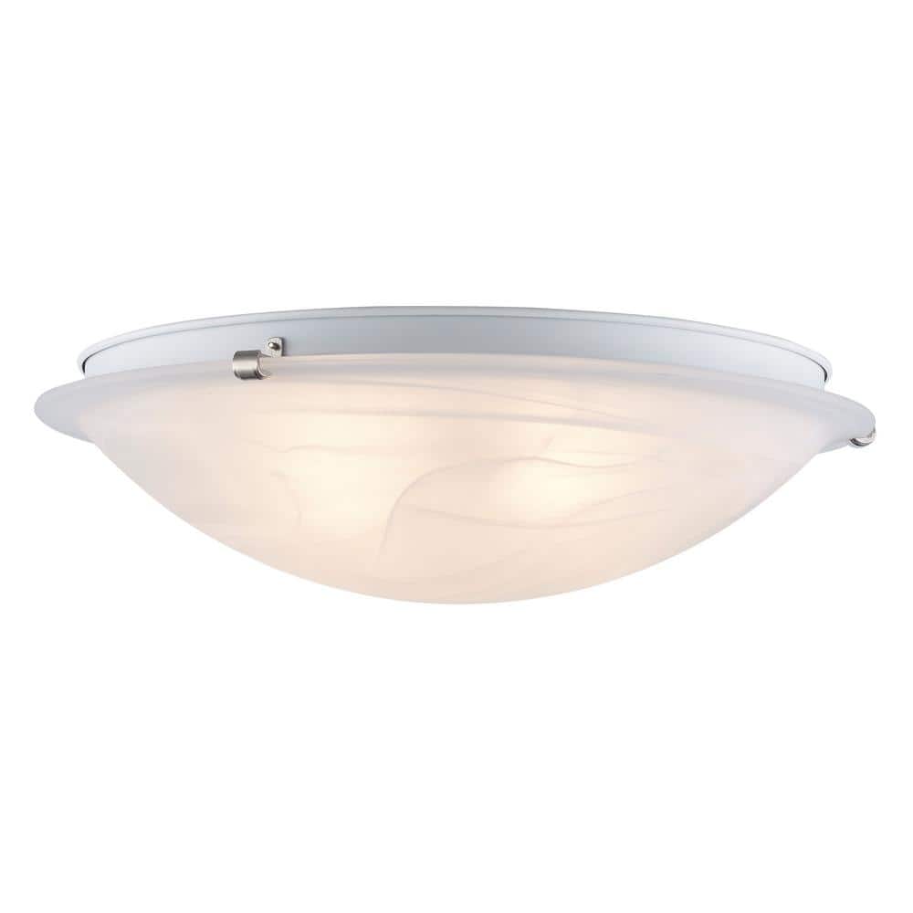 20 in. 4-Light Brushed Nickel Flush Mount Ceiling Light Fixture with Marbleized Glass Shade - Hercitys