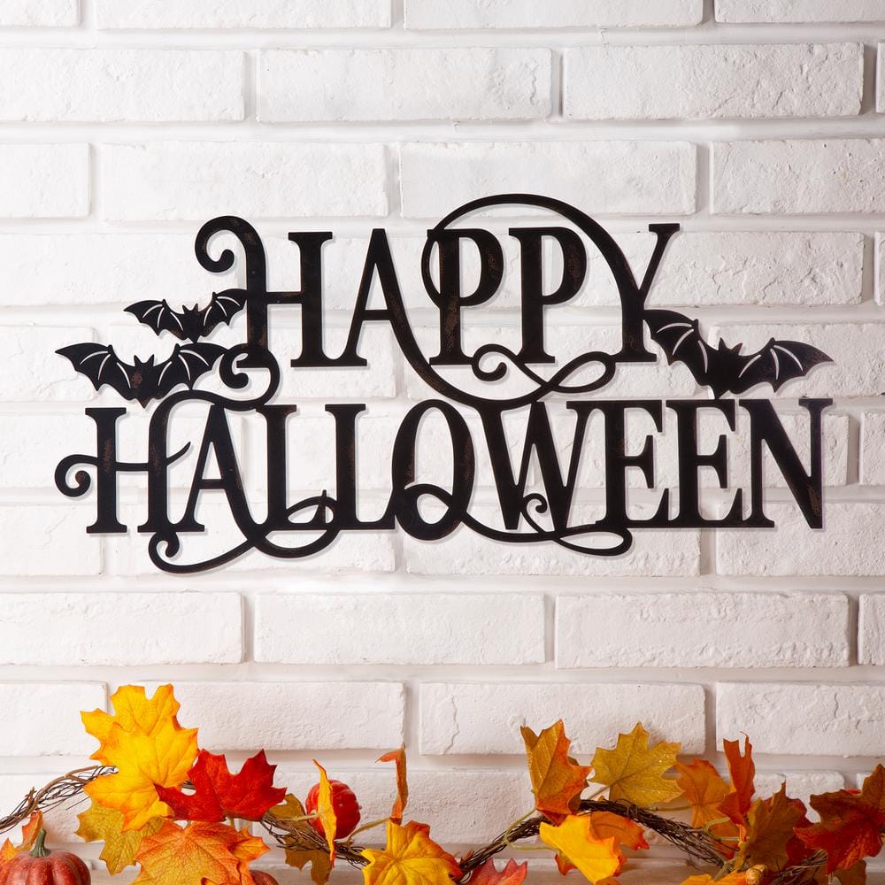 23.94 in. Metal Happy Halloween Wall Sign - Hercitys