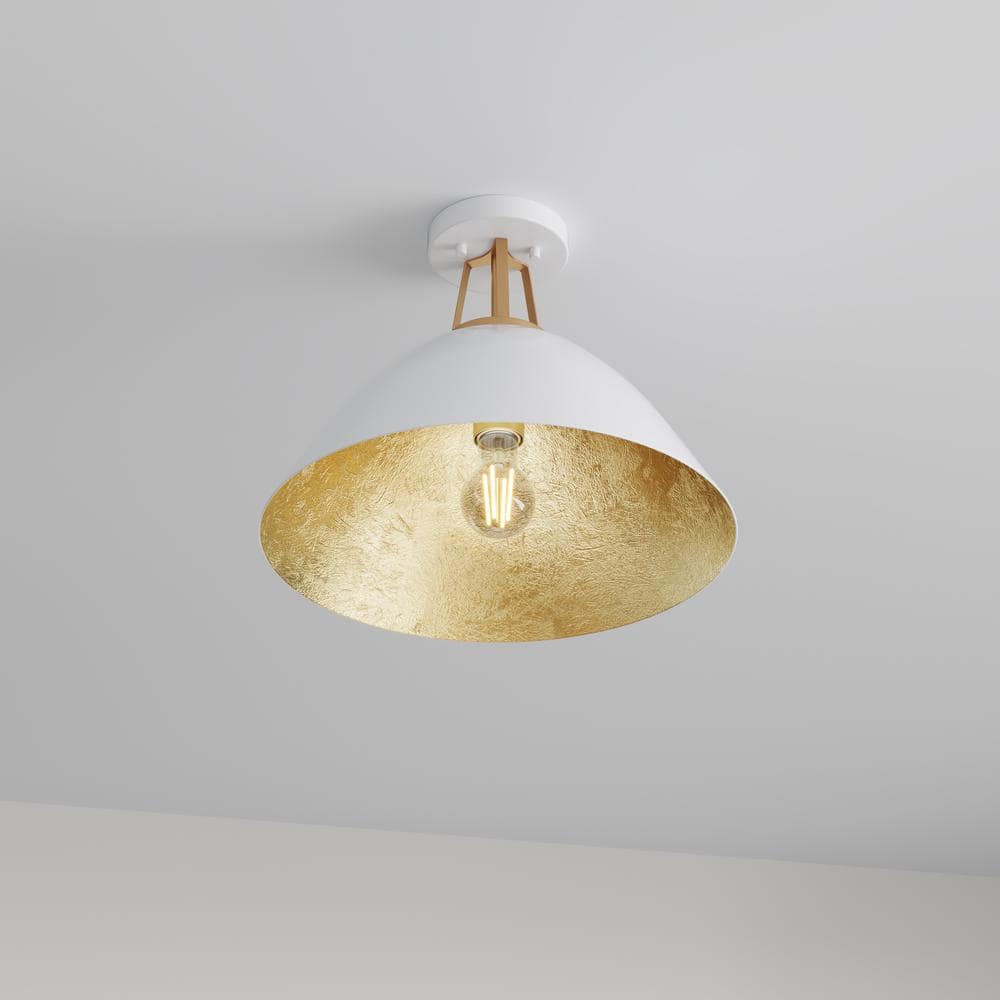 15.8 in. 1-Light Modern Semi-Flush Mount Farmhouse Close to Ceiling Lighting with Metal Shade - Hercitys