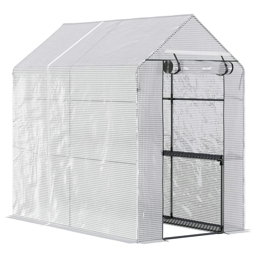 47.25 in. x 73.25 in. x 74.75 in. Outdoor Plastic Greenhouse, Mini Walk-in Portable Flower Garden Plant Kit Outside - Hercitys