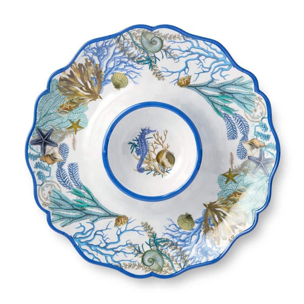 14.5 in. Blue Lagoon Melamine 2-Piece Platter - Hercitys
