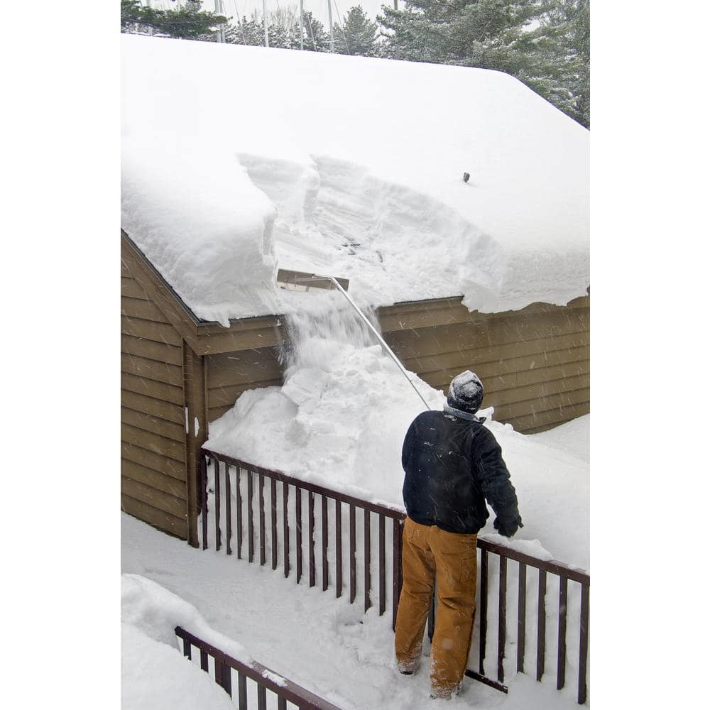 252 in. x 6 in. x 25 in. Lightweight Aluminum Expandable Handle Robust Roof Rake Shovel - Hercitys