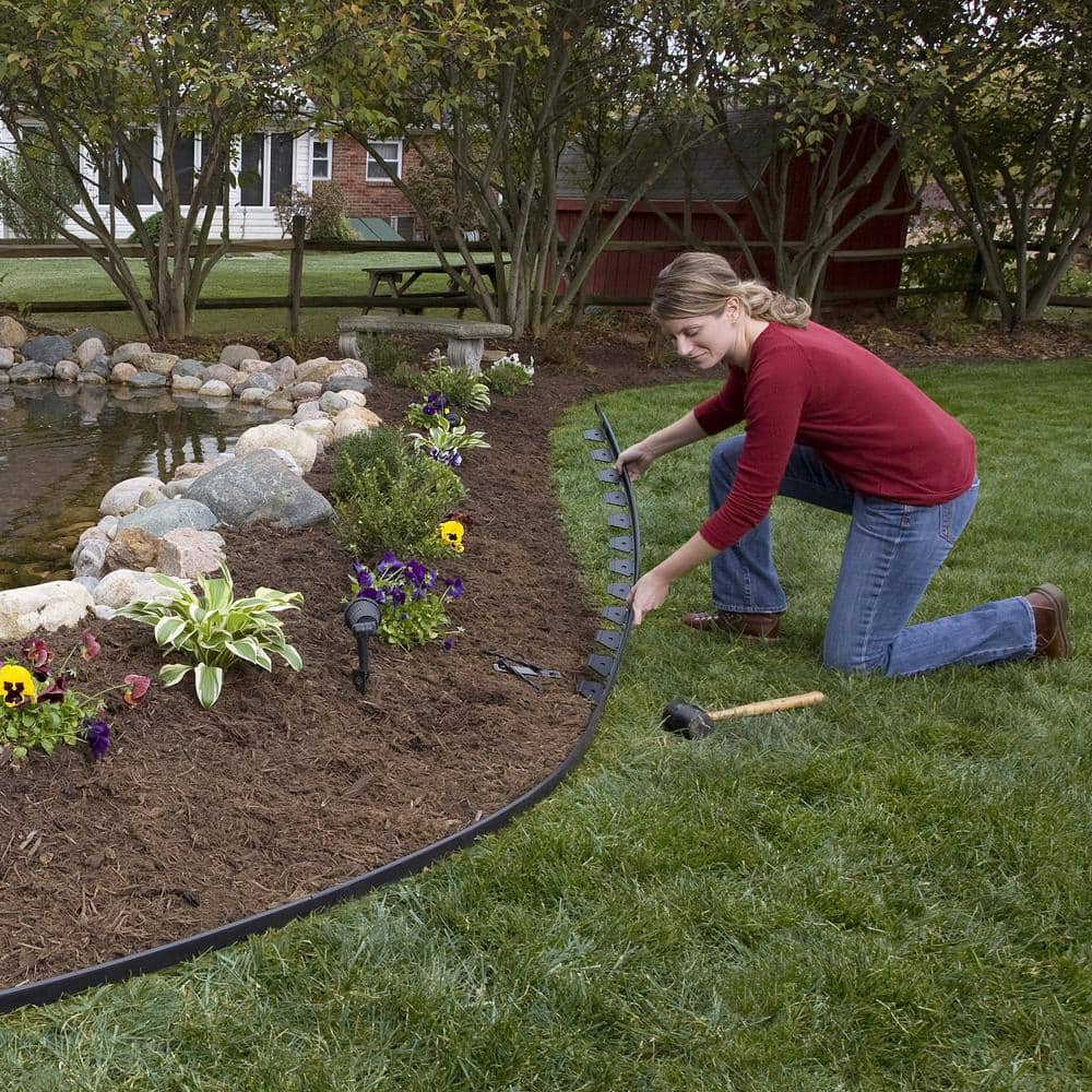 100 ft. Heavy-Duty No-Dig Plastic Landscape Edging - Hercitys