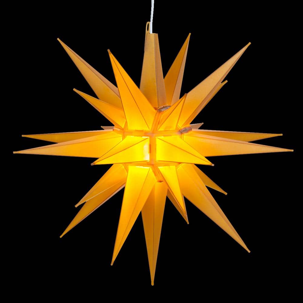 14 in. Illuminated LED Gold Holiday Moravian Star - Hercitys