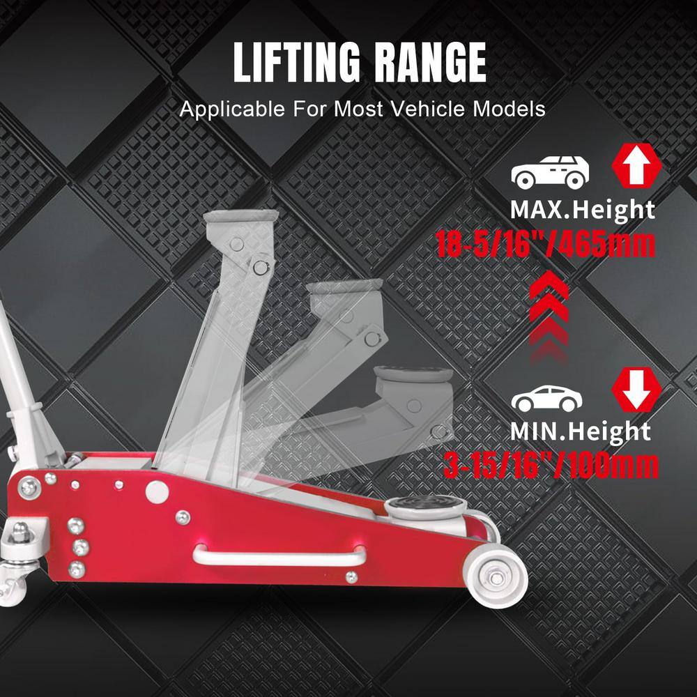 3-Ton Low-Profile Aluminum and Steel Floor Jack with Dual Piston Speedy Lift - Hercitys