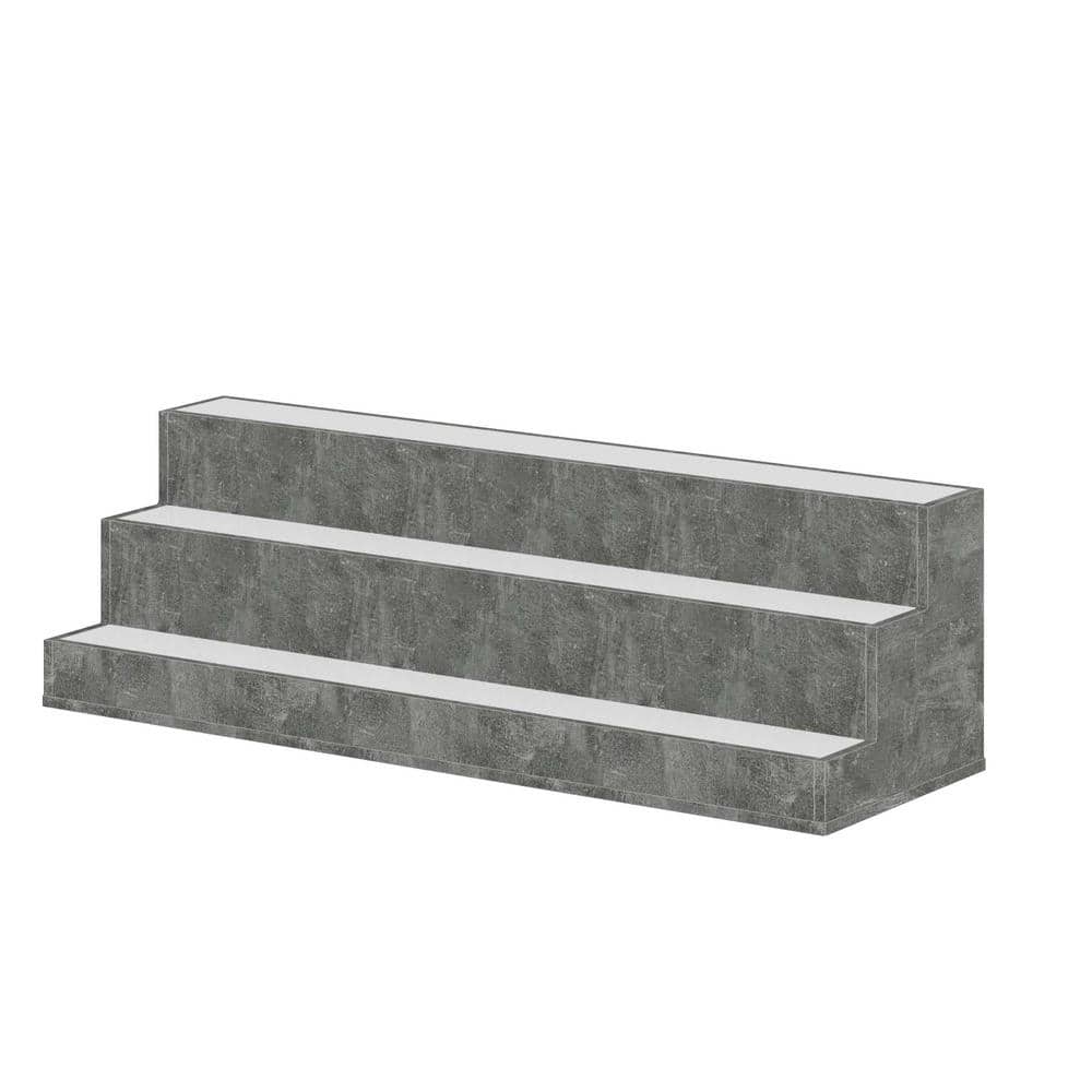 37.4 in. Wood LED Lighted 3-Tier Wine Glass Rack Bar Display Shelf with App and Remote Control, Gray - Hercitys