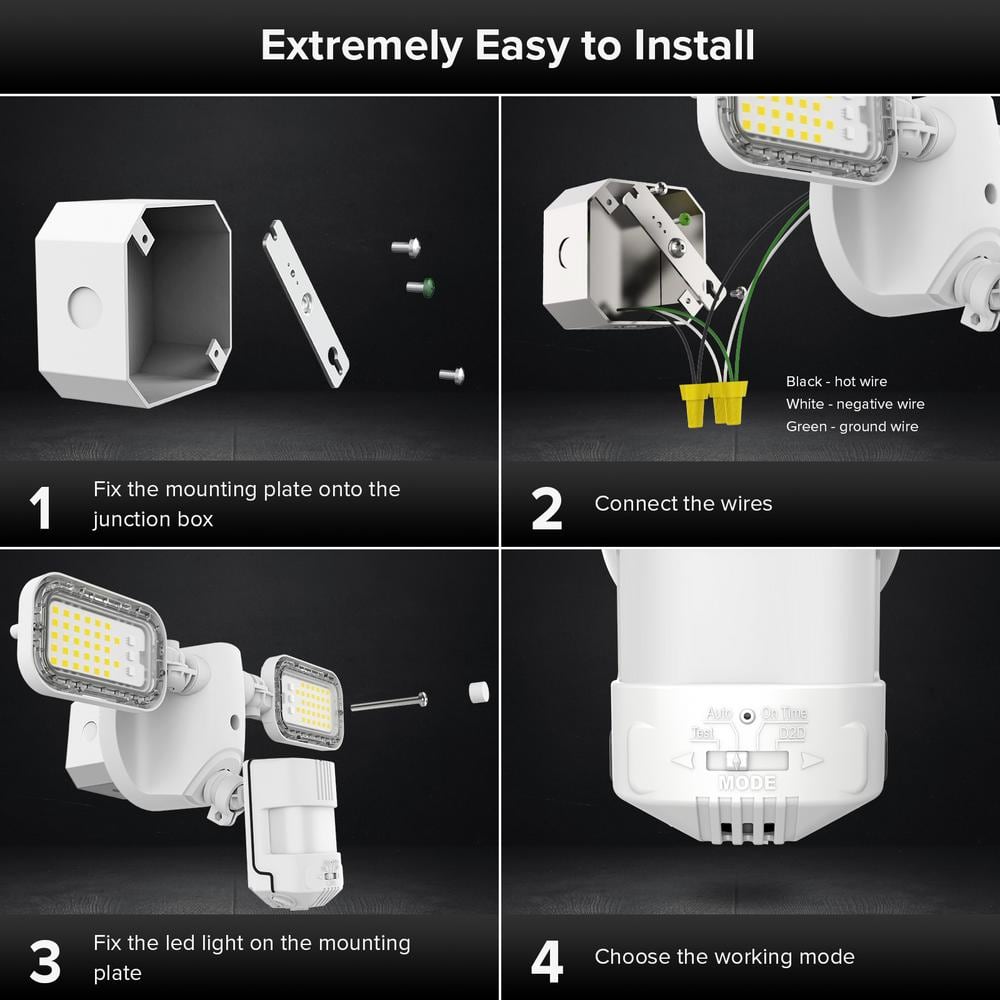 1,000-Watt Equivalent 10,000-Lumens 180° White Dusk to Dawn Motion Sensing Integrated LED Flood Light 5000K - Hercitys