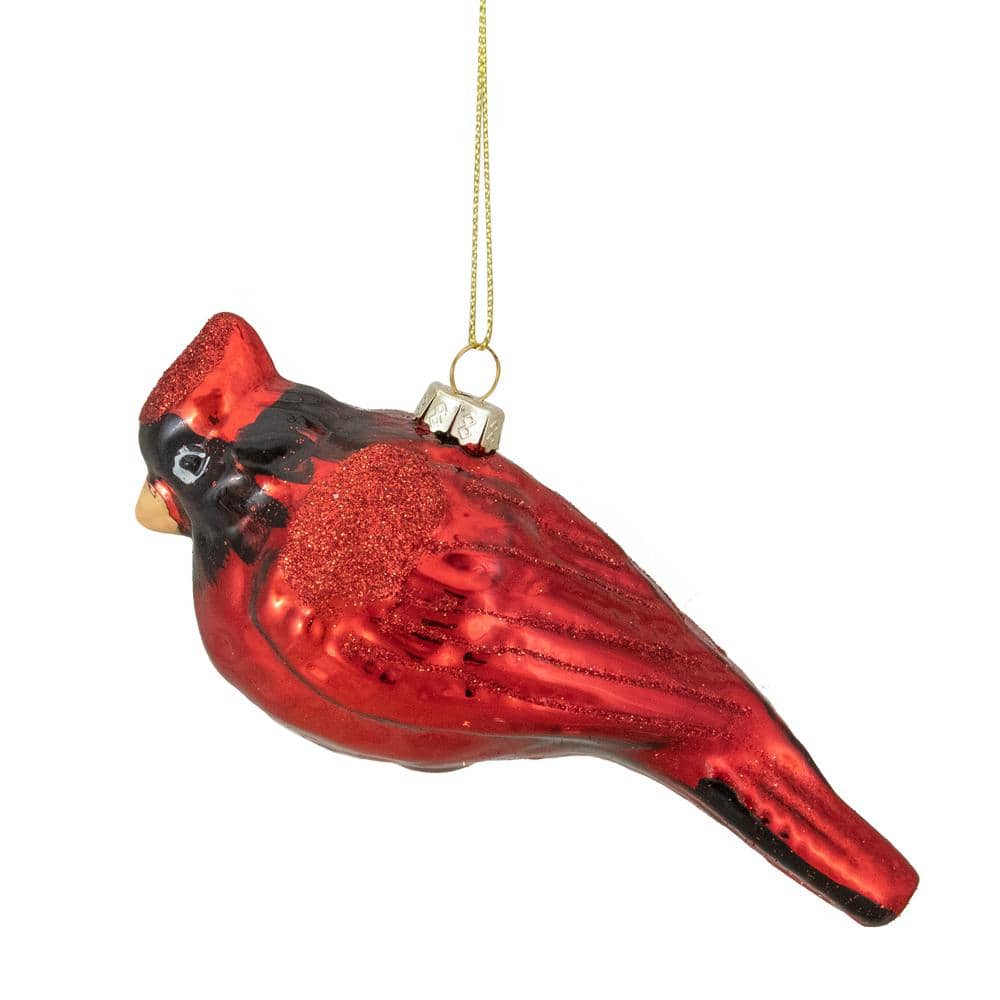 5.75 in. Red and Black Glass Cardinal Christmas Ornament - Hercitys