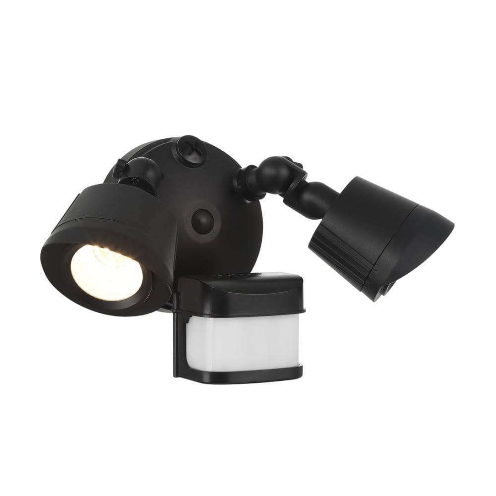 22-Watt equivalent 1500 Lumen Black Motion Sensing Integrated LED Double Flood Light - Hercitys