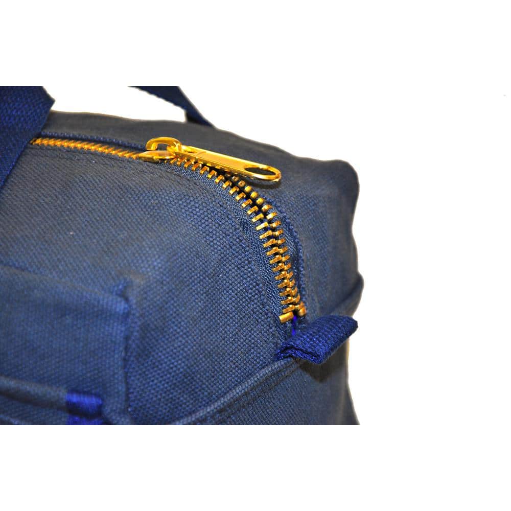 11 in. W Mechanics Tool Bag with Brass Zipper, Dark Blue, Government Issued Style - Hercitys