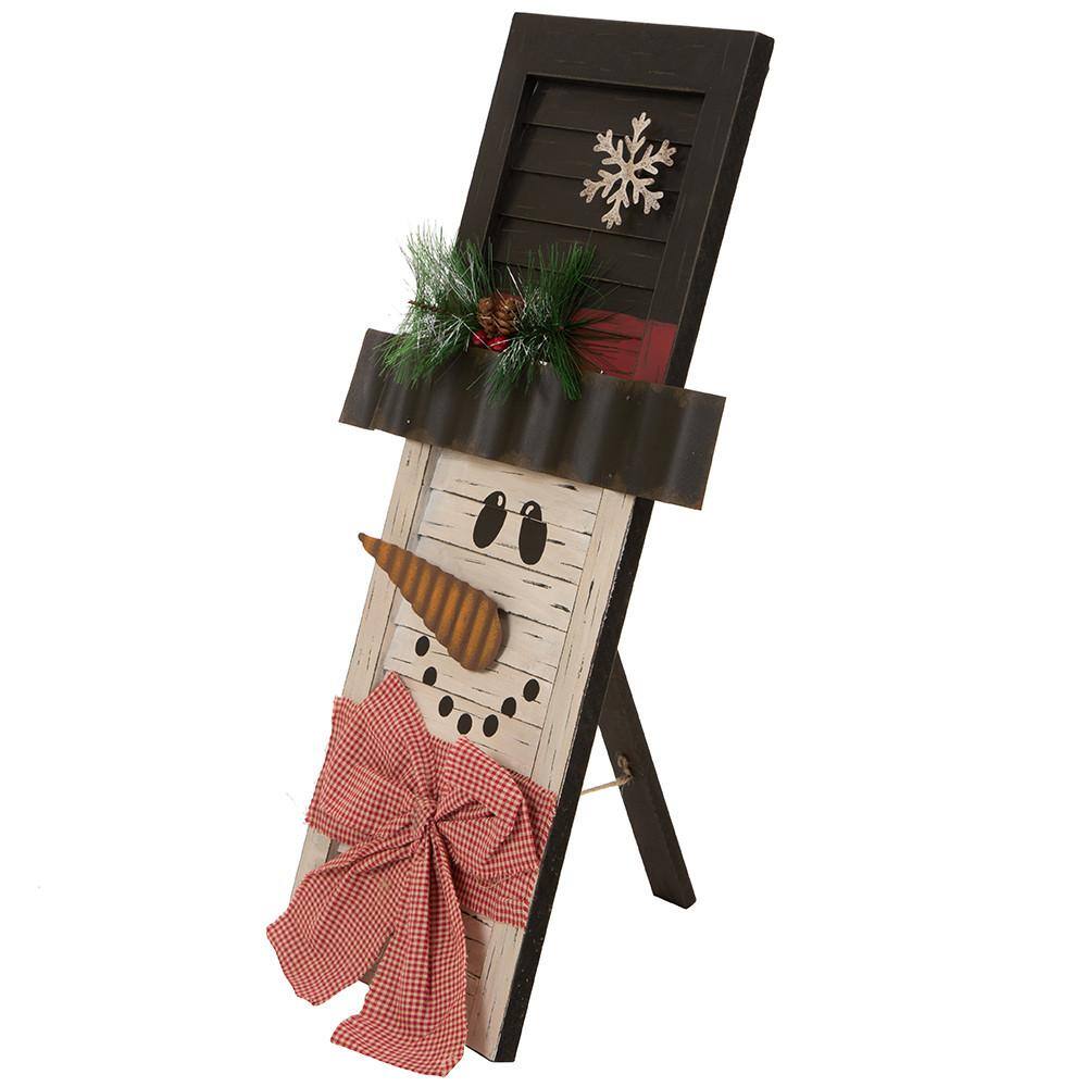 22 in. H Wooden Snowman Shutter Wall Decor or Table Decor - Hercitys