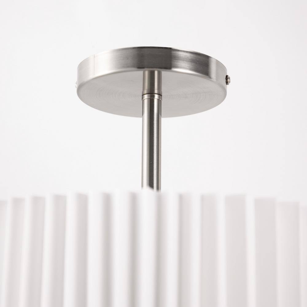 11.8 in. 3-Light Chrome Semi-Flush Mount Ceiling Light with Fabric and Acrylic Cylindrical Shades - Hercitys