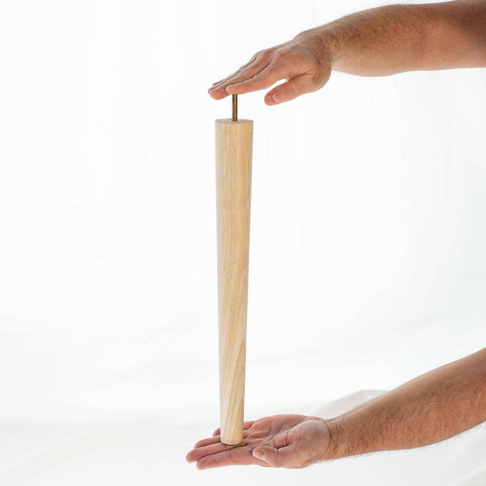 16 in. x 1-3/4 in. Mid-Century Unfinished Hardwood Round Taper Leg - Hercitys